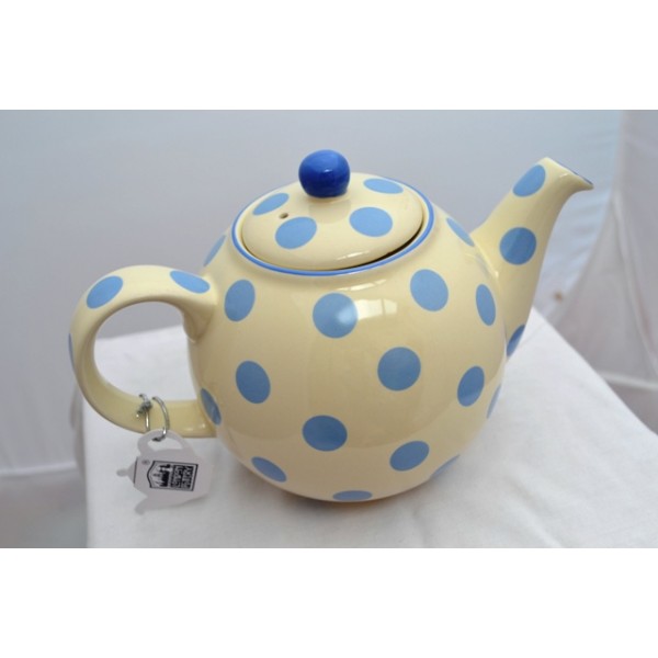 London Pottery Globe Teapot Ivory & Blue Spot 4 Cup